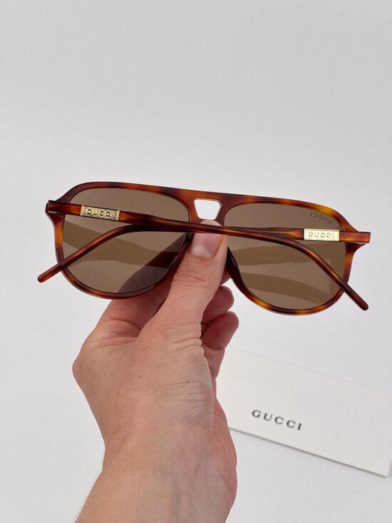Gucci Sunglasses Havana Brown Pilot Frame Brown Lenses GG1156S 003 NEW AUTHENTIC main image 5